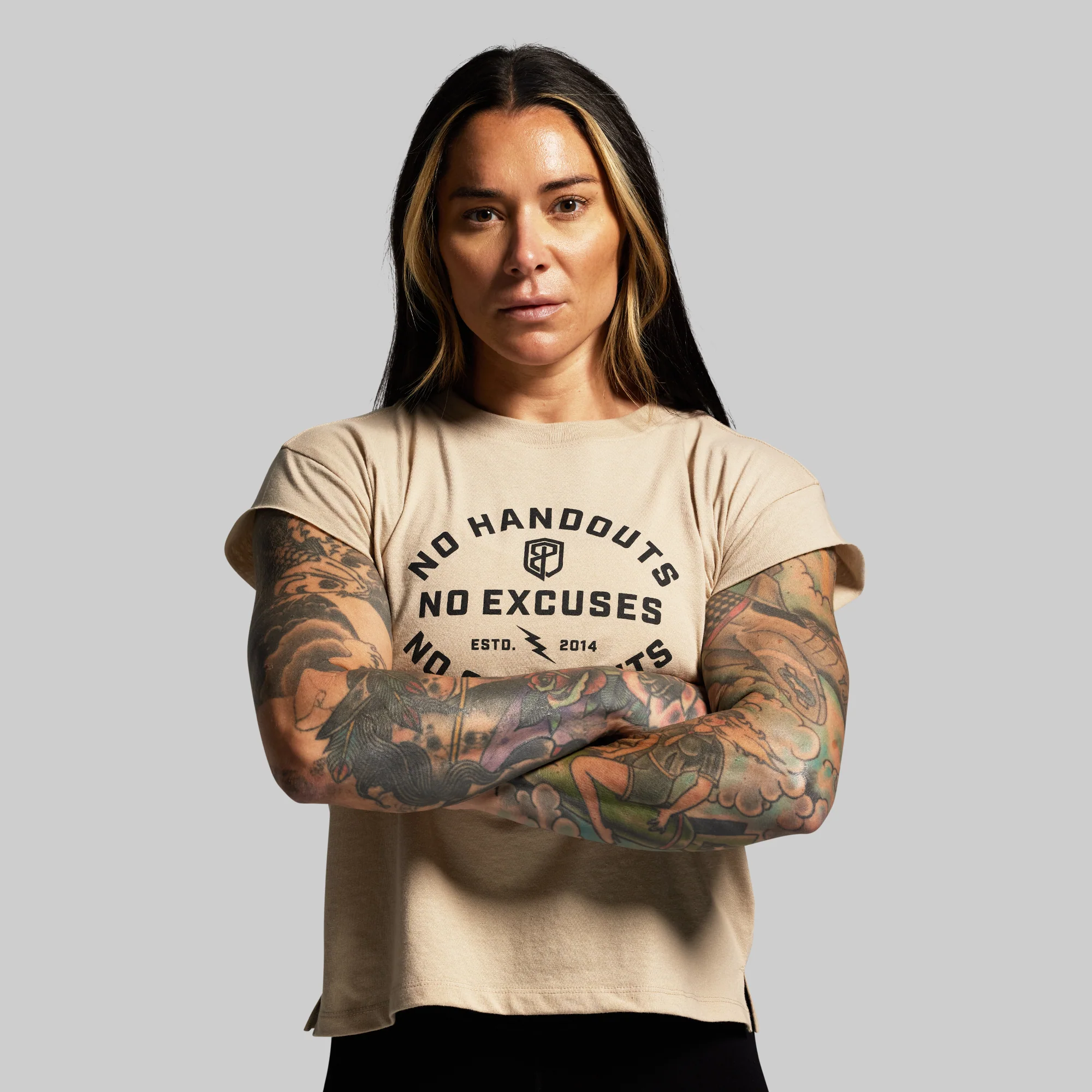 No Excuses Muscle Tee (Tan) - Image 3