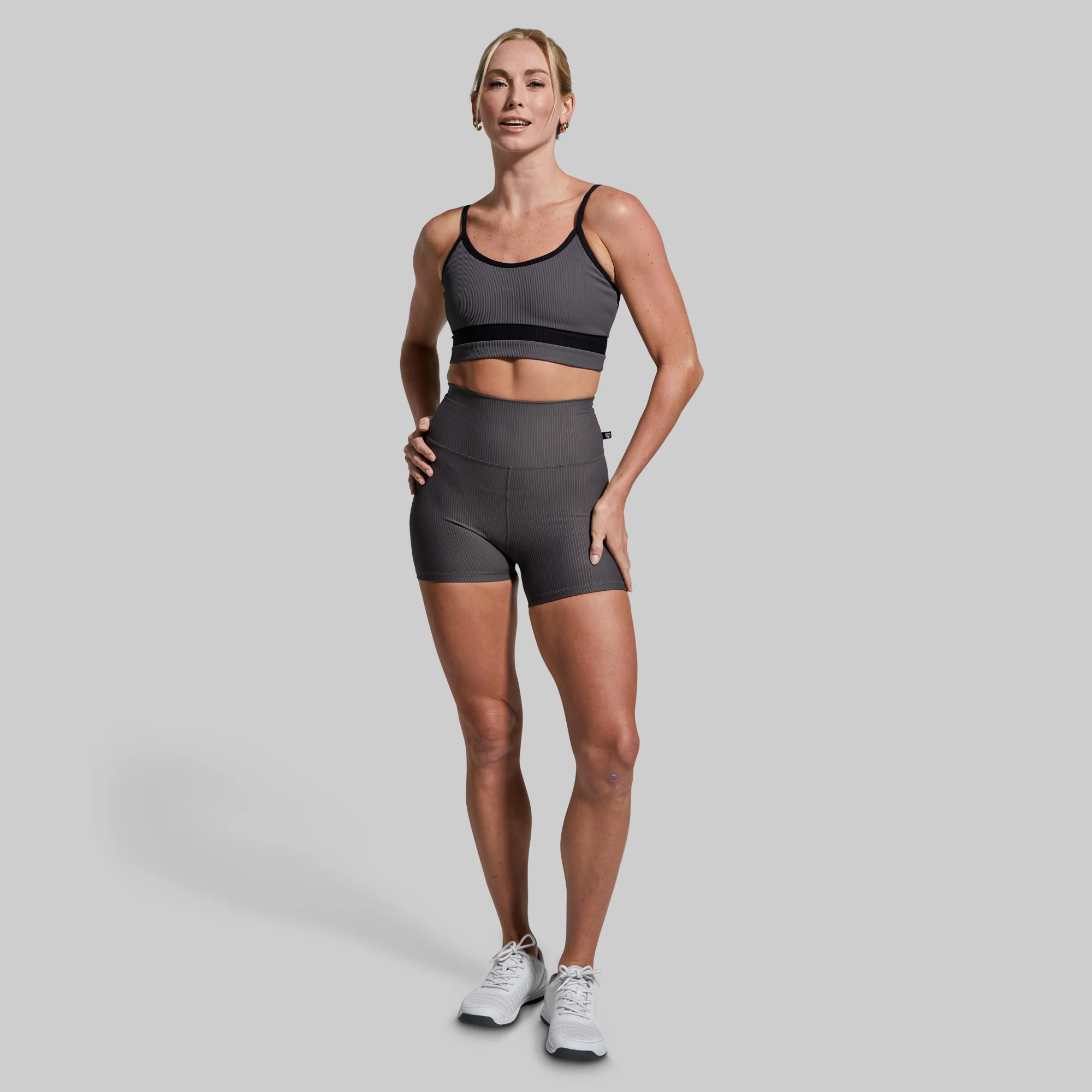 Out of Line Sports Bra (Dark Grey) - Image 3
