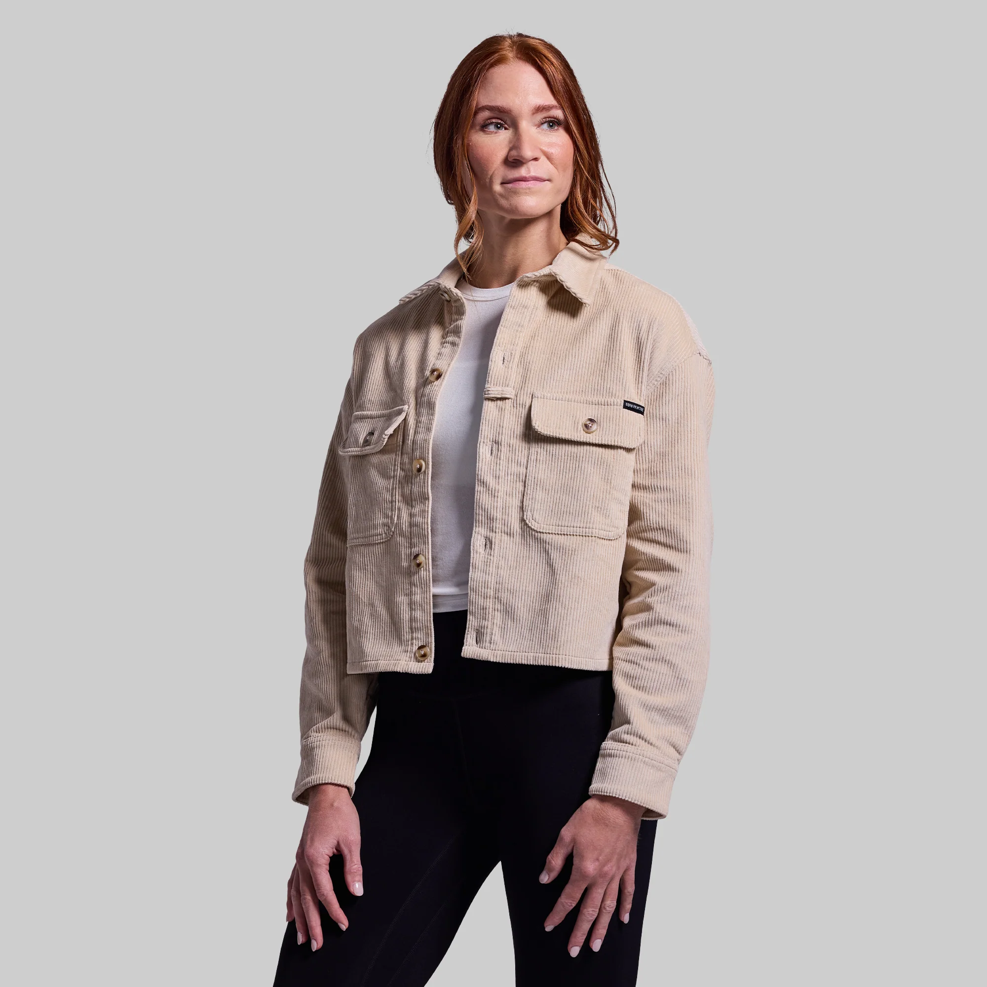 Women's Cropped Corduroy Shirt (Wheat)